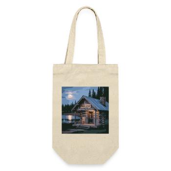 Scène nocturne de cabane de lac rustique - Sac à bouteille - nature - Devant