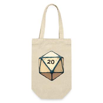 W20 Würfel mit nur 20 – Lucky Dice Design - Geschenkbeutel für Flaschen - Natur - Vorne
