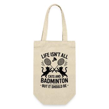 Badminton Saying Cat Funny Badminton Gift - Gift Bag for Bottles - nature - Front