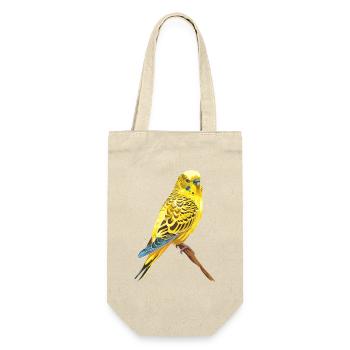 Gelber Sittich im Herbstzweig - Geschenkbeutel für Flaschen - Natur - Vorne