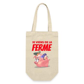 Je viens de la Ferme Dessin Cochon Sieste - Sac à bouteille - nature - Devant