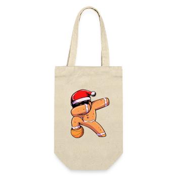 Lebkuchen Weihnachten Lebkuchenmann Gingerbread - Geschenkbeutel für Flaschen - Natur - Vorne