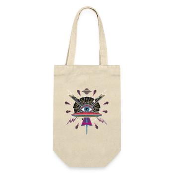 Mystical All-Seeing Eye in Retro UFO Style - Gift Bag for Bottles - nature - Front