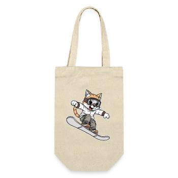 Cool Snowboard Cat Design - Gift Bag for Bottles - nature - Front