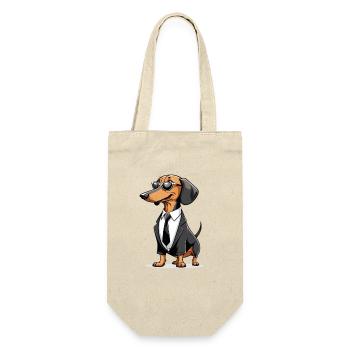 Dachshund in black suit and sunglasses - Gift Bag for Bottles - nature - Front
