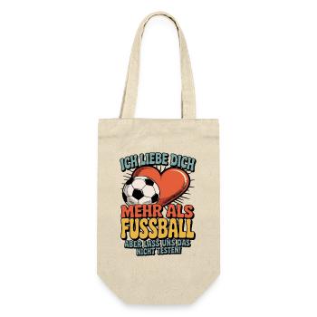 Ich Liebe Dich Mehr Als Fußball - Geschenkbeutel für Flaschen - Natur - Vorne