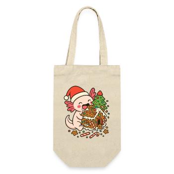 Axolotl de Noël – Conception de maison en pain d’épice - Sac à bouteille - nature - Devant