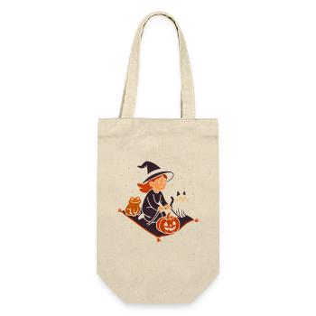 Pumpkin Flight with Witch and Cat - Gift Bag for Bottles - nature - Front