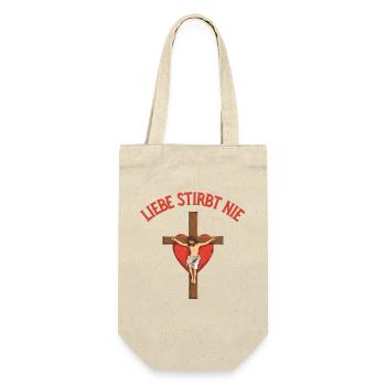 Love Never Dies Cross Heart Jesus God - Gift Bag for Bottles - nature - Front