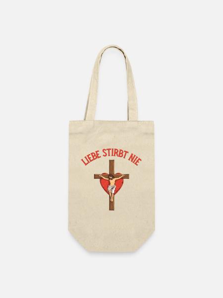 L’amour ne meurt jamais Croix Cœur Jésus Dieu - Sac à bouteille - nature