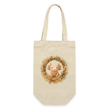 Axolotl im Boho Kranz – Natur & Weihnachten - Geschenkbeutel für Flaschen - Natur - Vorne