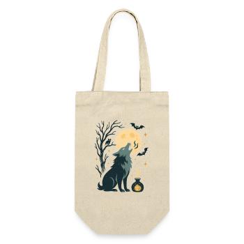 Mondvollwolf Heult Im Nachtwald - Geschenkbeutel für Flaschen - Natur - Vorne