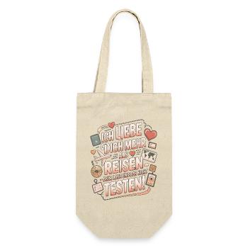 Ich Liebe Dich Mehr Als Reisen Humor - Geschenkbeutel für Flaschen - Natur - Vorne