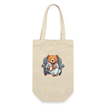 Cuddly bear in a dressing gown - Gift Bag for Bottles - nature - Front