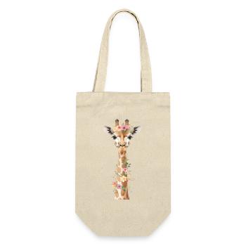 Blumenkranz-Giraffe Eleganz - Geschenkbeutel für Flaschen - Natur - Vorne