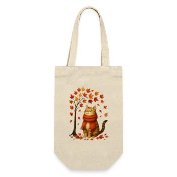 Autumn cat with red scarf - Gift Bag for Bottles - nature - Front