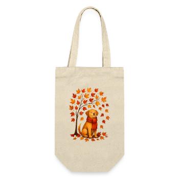 Chien d’automne avec motif d’écharpe - Sac à bouteille - nature - Devant
