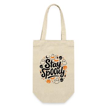 Halloween Stay Spooky - Schwarz Orange Silhouette - Geschenkbeutel für Flaschen - Natur - Vorne