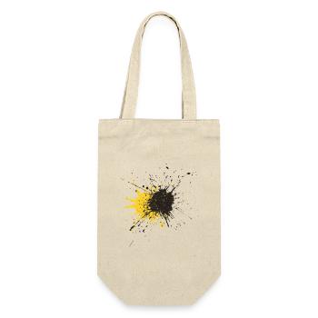 Kunstspritzer Gelb Schwarz Splash - Geschenkbeutel für Flaschen - Natur - Vorne