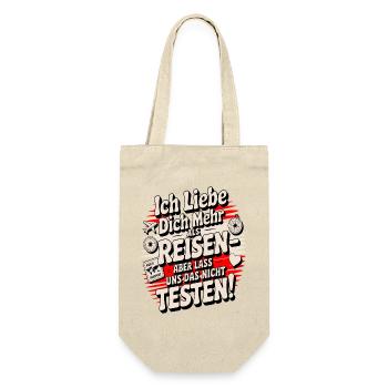 Ich Liebe Dich Mehr Als Reisen Spruch - Geschenkbeutel für Flaschen - Natur - Vorne