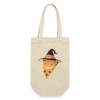 Kürbispizza mit Hexenhut - Geschenkbeutel für Flaschen - Natur - Vorne