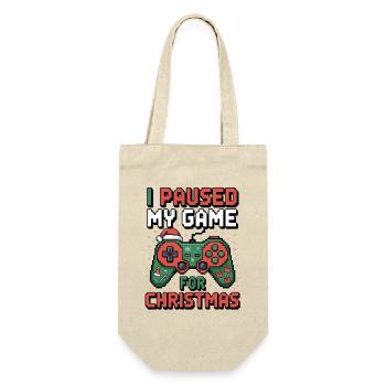 I Paused My Game Christmas Gaming - Geschenkbeutel für Flaschen - Natur - Vorne