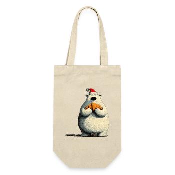 Christmas Polar Bear with Croissant - Gift Bag for Bottles - nature - Front