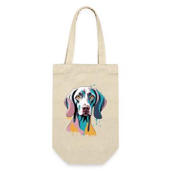 Farbiger Weimaraner Pop Art Portrait - Geschenkbeutel für Flaschen - Natur - Vorne