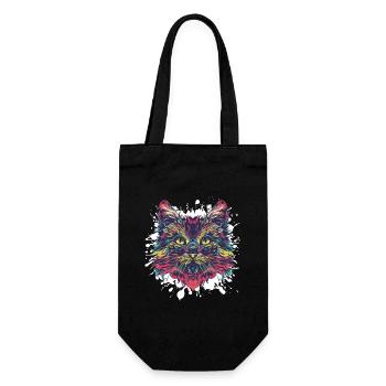 Colorful Cat Portrait - Gift Bag for Bottles - black - Front