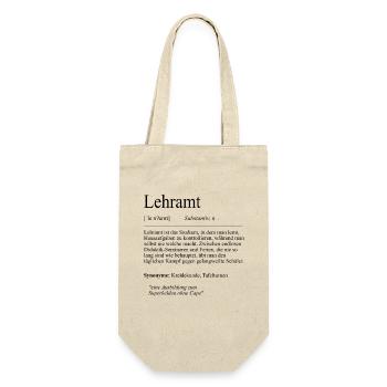 Unispruch "Lehramt" Student Geschenk, Studenten - Geschenkbeutel für Flaschen - Natur - Vorne