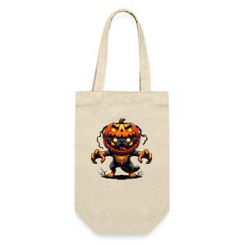 Carlin effrayant Halloween Zombie Dessin animé Citrouille - Sac à bouteille - nature - Devant