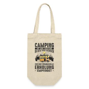 Witziger Camping & Camper Spruch - Geschenkbeutel für Flaschen - Natur - Vorne