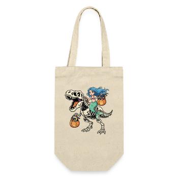 Mermaid Riding Skeleton T-Rex Halloween Dinosa - Gift Bag for Bottles - nature - Front