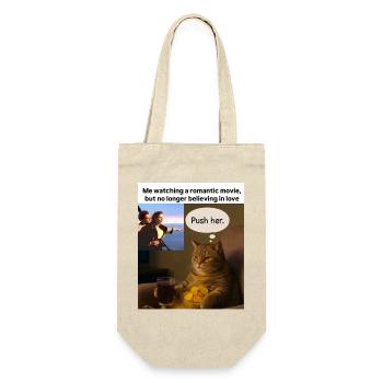 Katze Meme Push Romantik - Geschenkbeutel für Flaschen - Natur - Vorne