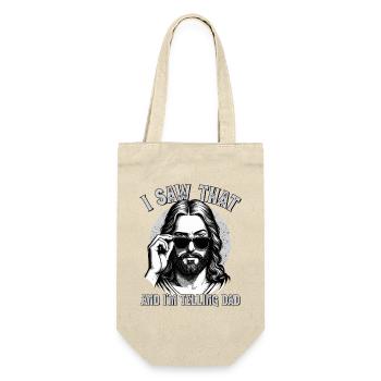 Jesus, I Saw That, I'm Telling Dad, Jesus Christus - Geschenkbeutel für Flaschen - Natur - Vorne