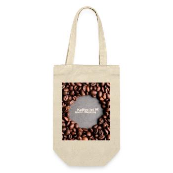 Kaffee ist mein Benzin – Lustiger Kaffeespruch - Geschenkbeutel für Flaschen - Natur - Vorne
