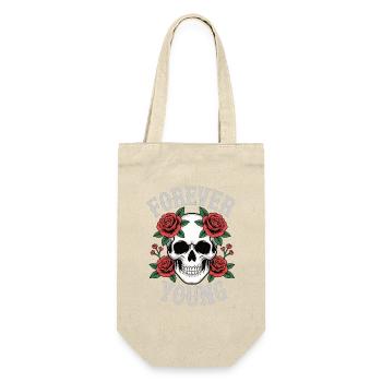 Forever Young Skull Rosen - Geschenkbeutel für Flaschen - Natur - Vorne