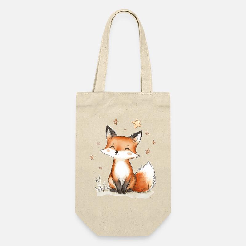 Fuchs und Sterne - Geschenkbeutel für Flaschen - Natur