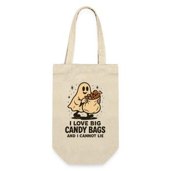 Ich liebe große Süßigkeitentüten Halloween lustiger Spruch Geist - Geschenkbeutel für Flaschen - Natur - Vorne