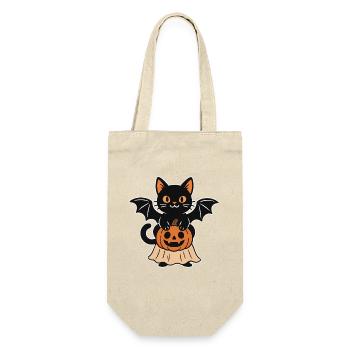 Halloween cat with pumpkin - Gift Bag for Bottles - nature - Front