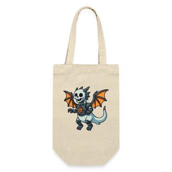 Robot dragon avec casque en os et ailes - Sac à bouteille - nature - Devant