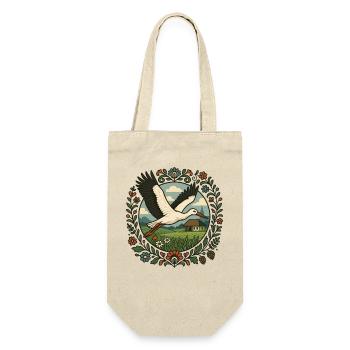 Polish Stork Folk Art Countryside Design - Gift Bag for Bottles - nature - Front