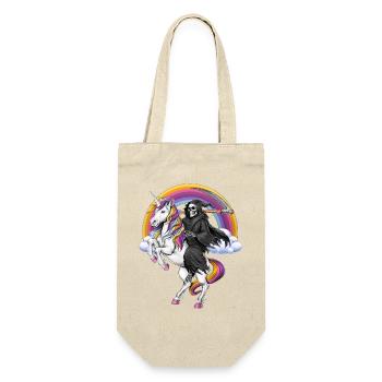 Sensenmann reitet Einhorn - Geschenkbeutel für Flaschen - Natur - Vorne