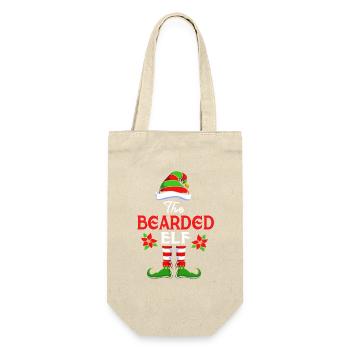 Elfe Elf Weihnachtsgeschenk Bart Bärtig Friseur - Geschenkbeutel für Flaschen - Natur - Vorne