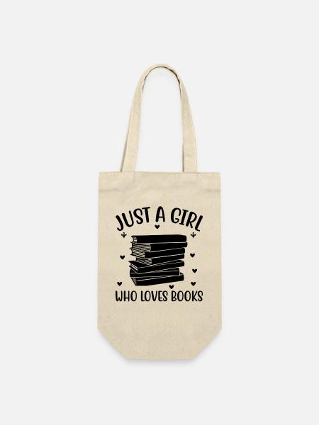 Just a girl who loves books - Geschenkbeutel für Flaschen - Natur
