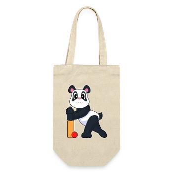 Panda Cricket Cricketschläger - Geschenkbeutel für Flaschen - Natur - Vorne