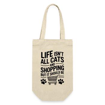 Einkaufen Spruch Katzen Lustiges Shopping Geschenk - Geschenkbeutel für Flaschen - Natur - Vorne