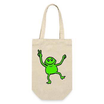 Frosch Peace Handzeichen Symbol Victory Hände süß - Geschenkbeutel für Flaschen - Natur - Vorne