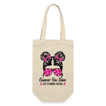 Brustkrebs Rosa Oktober - Geschenkbeutel für Flaschen - Natur - Vorne