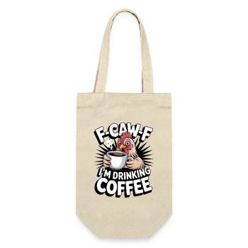 F Caw F Kaffee Hahn Cartoon - Geschenkbeutel für Flaschen - Natur - Vorne